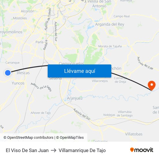 El Viso De San Juan to Villamanrique De Tajo map