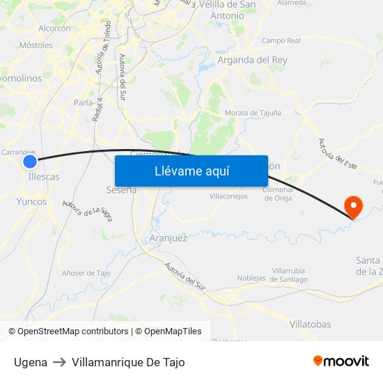 Ugena to Villamanrique De Tajo map