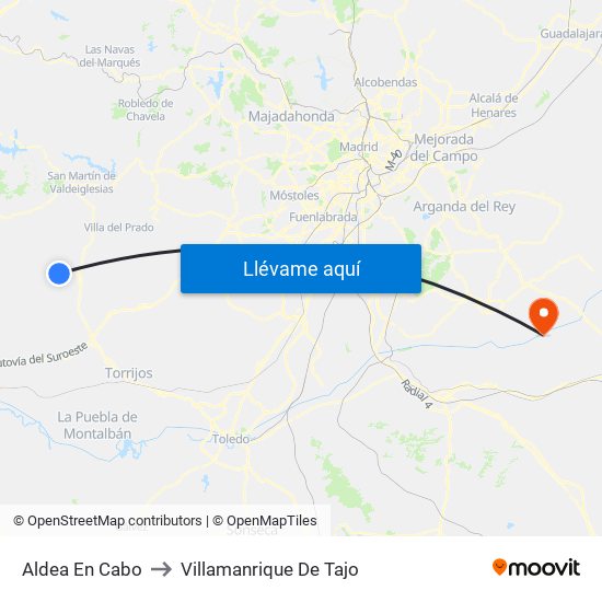 Aldea En Cabo to Villamanrique De Tajo map