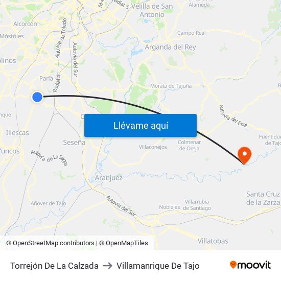 Torrejón De La Calzada to Villamanrique De Tajo map