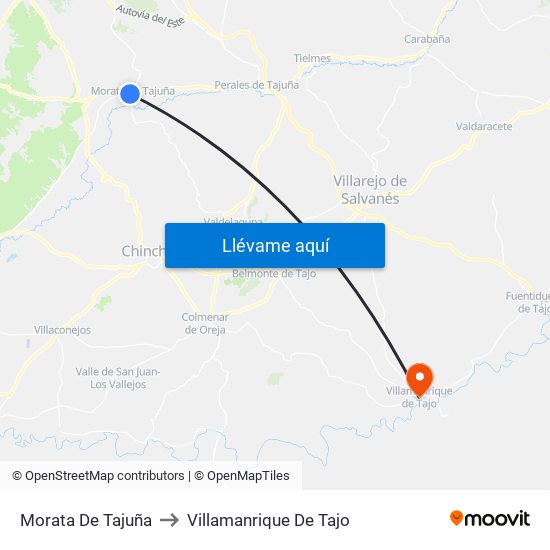 Morata De Tajuña to Villamanrique De Tajo map