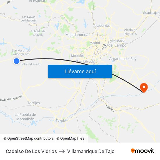 Cadalso De Los Vidrios to Villamanrique De Tajo map