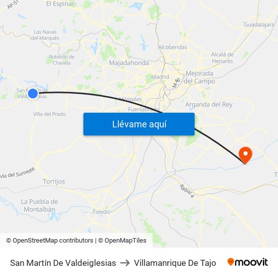 San Martín De Valdeiglesias to Villamanrique De Tajo map