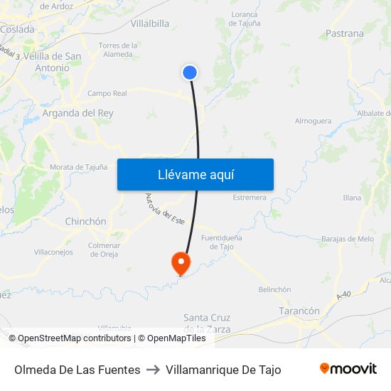 Olmeda De Las Fuentes to Villamanrique De Tajo map