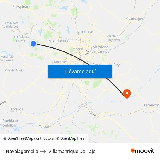 Navalagamella to Villamanrique De Tajo map
