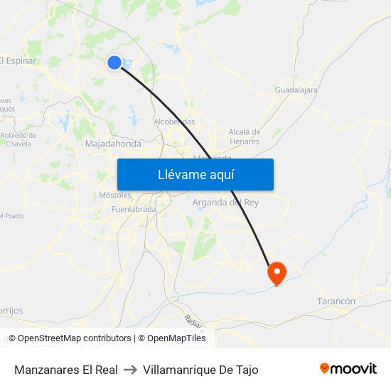 Manzanares El Real to Villamanrique De Tajo map