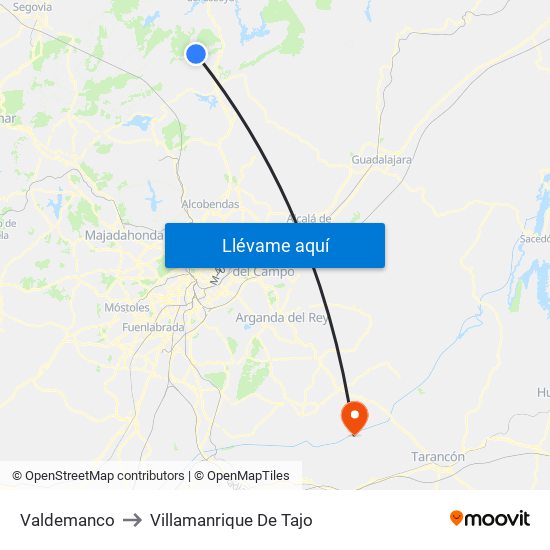 Valdemanco to Villamanrique De Tajo map