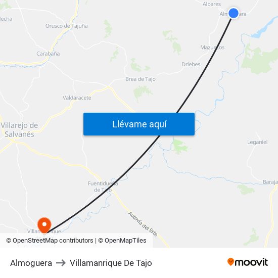 Almoguera to Villamanrique De Tajo map