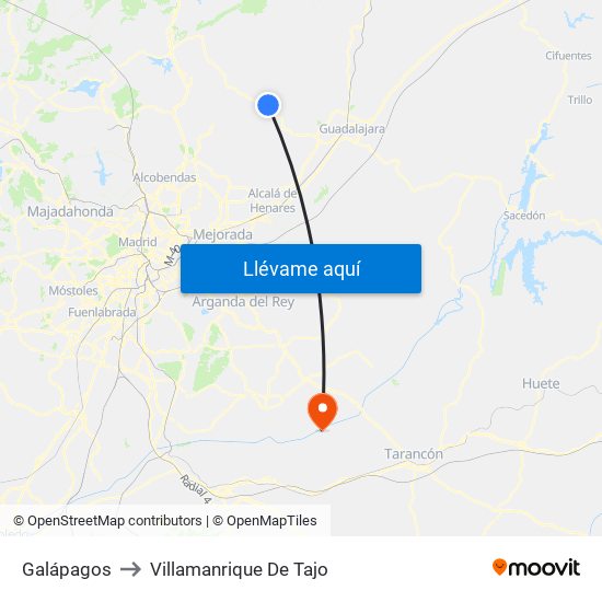 Galápagos to Villamanrique De Tajo map