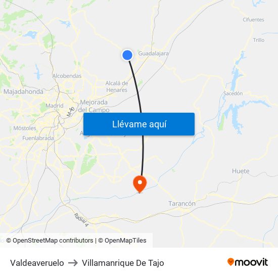 Valdeaveruelo to Villamanrique De Tajo map