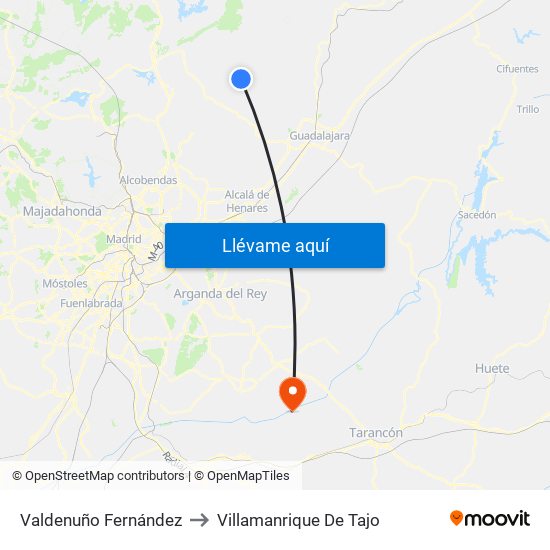 Valdenuño Fernández to Villamanrique De Tajo map