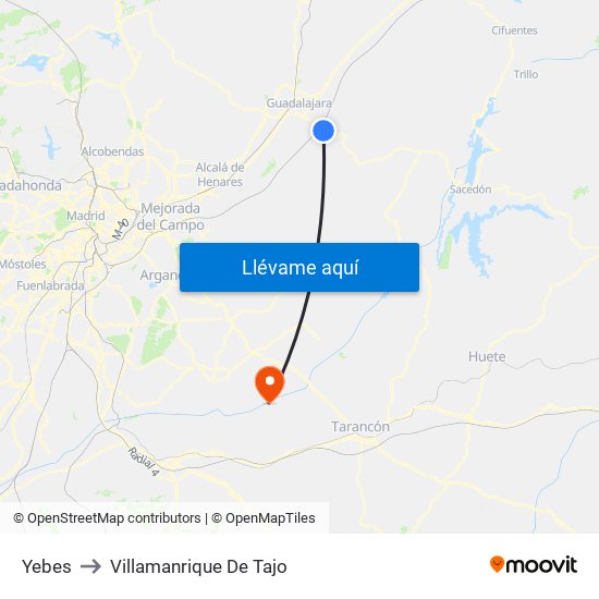 Yebes to Villamanrique De Tajo map