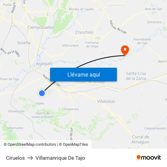 Ciruelos to Villamanrique De Tajo map