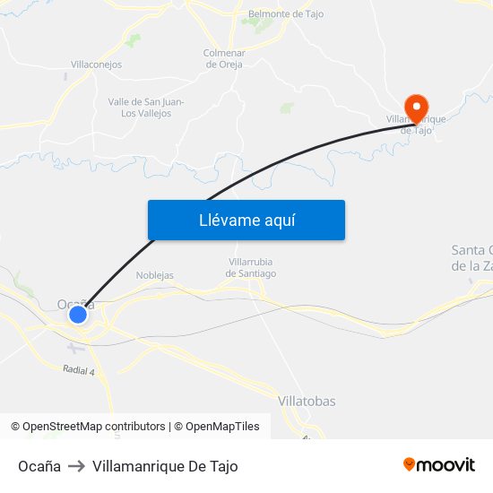 Ocaña to Villamanrique De Tajo map