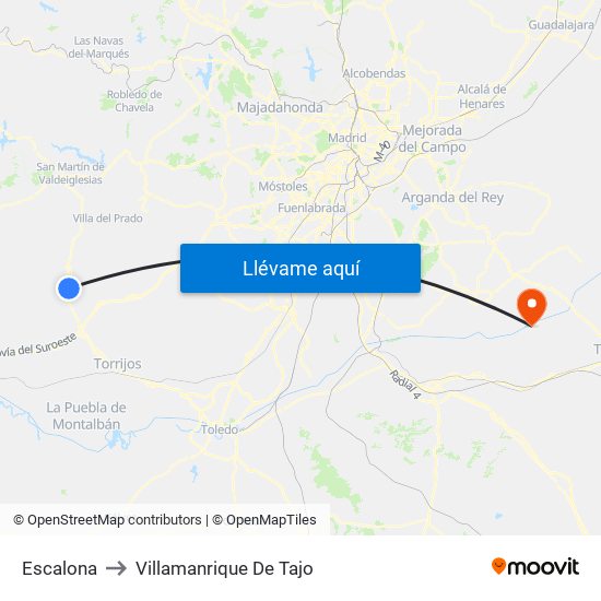 Escalona to Villamanrique De Tajo map