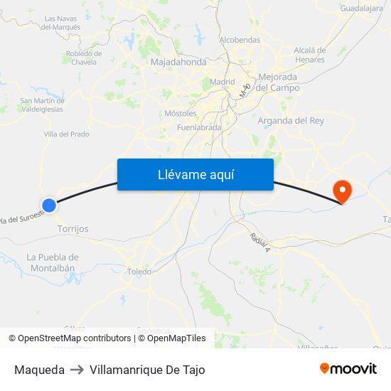 Maqueda to Villamanrique De Tajo map