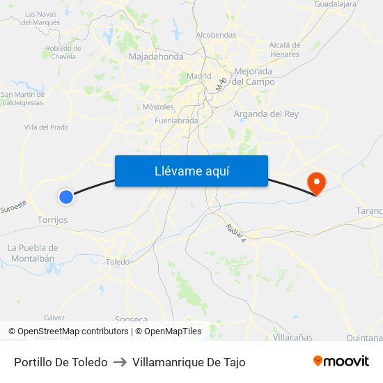Portillo De Toledo to Villamanrique De Tajo map