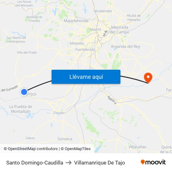 Santo Domingo-Caudilla to Villamanrique De Tajo map