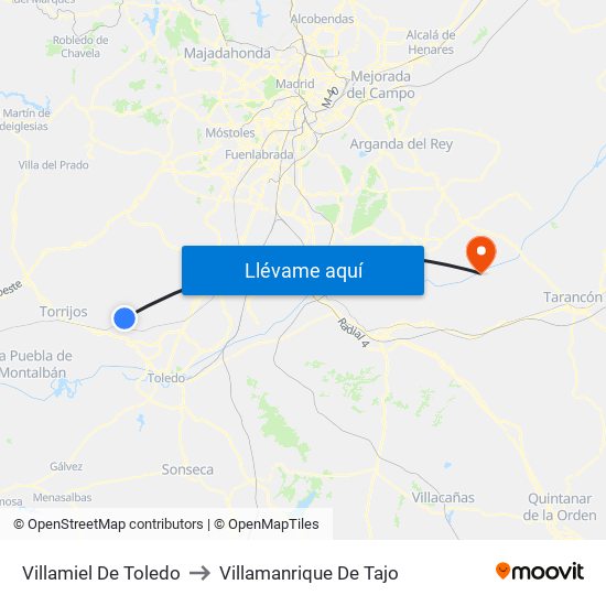 Villamiel De Toledo to Villamanrique De Tajo map