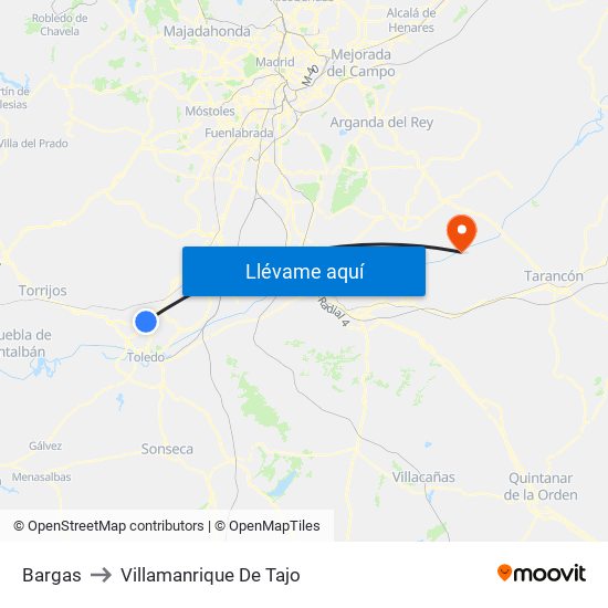 Bargas to Villamanrique De Tajo map