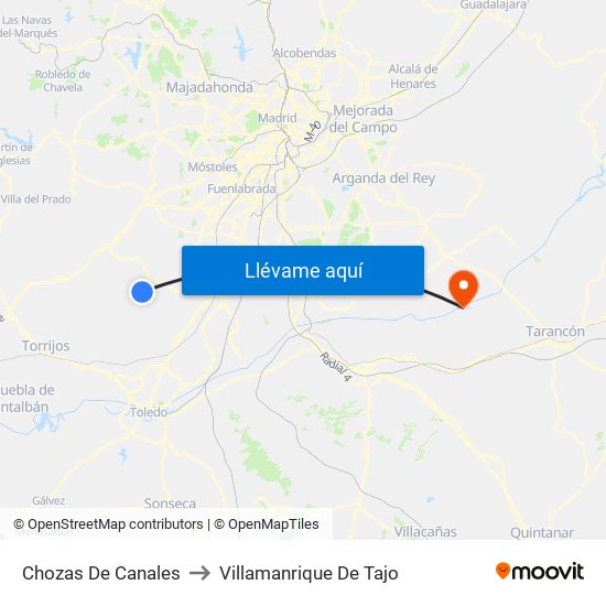 Chozas De Canales to Villamanrique De Tajo map