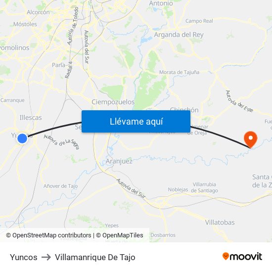 Yuncos to Villamanrique De Tajo map
