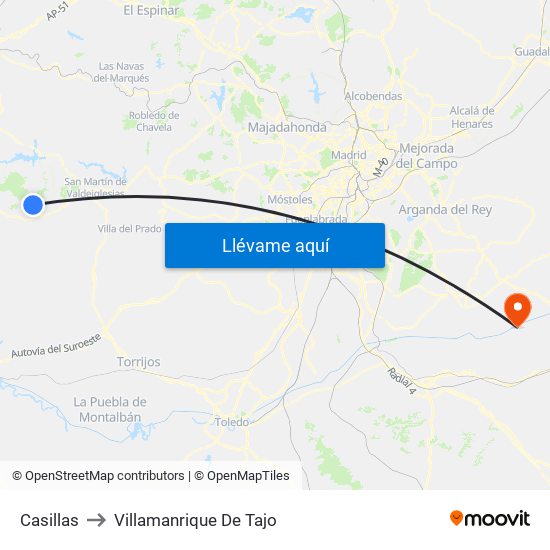 Casillas to Villamanrique De Tajo map