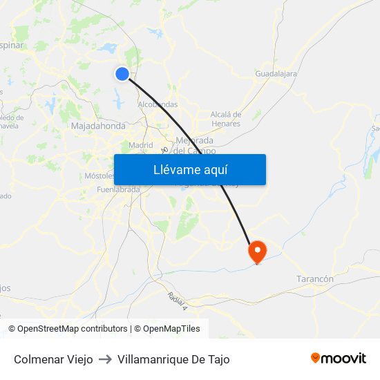 Colmenar Viejo to Villamanrique De Tajo map