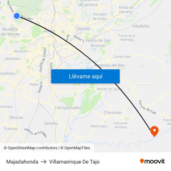 Majadahonda to Villamanrique De Tajo map
