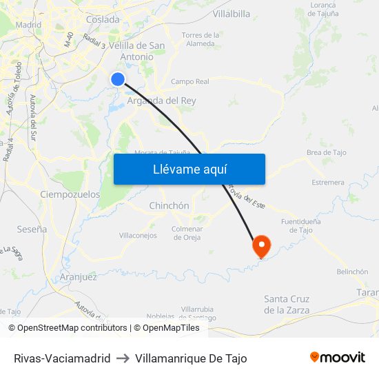 Rivas-Vaciamadrid to Villamanrique De Tajo map