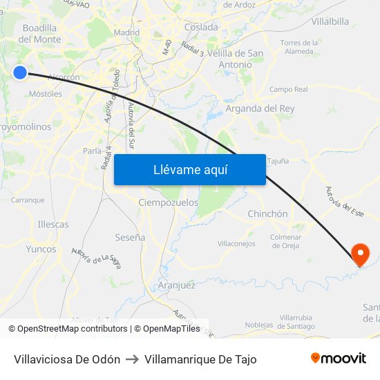 Villaviciosa De Odón to Villamanrique De Tajo map