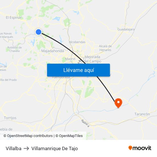 Villalba to Villamanrique De Tajo map