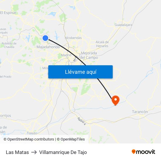 Las Matas to Villamanrique De Tajo map
