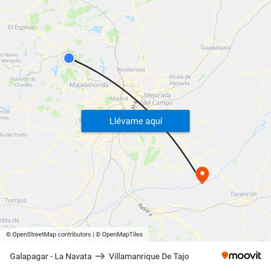 Galapagar - La Navata to Villamanrique De Tajo map