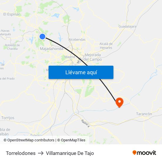 Torrelodones to Villamanrique De Tajo map