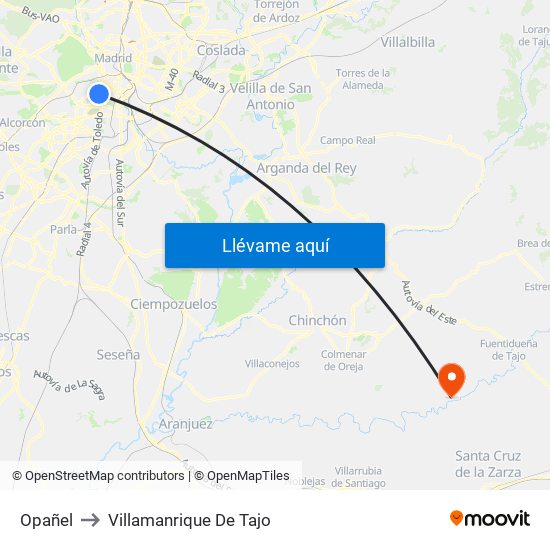 Opañel to Villamanrique De Tajo map