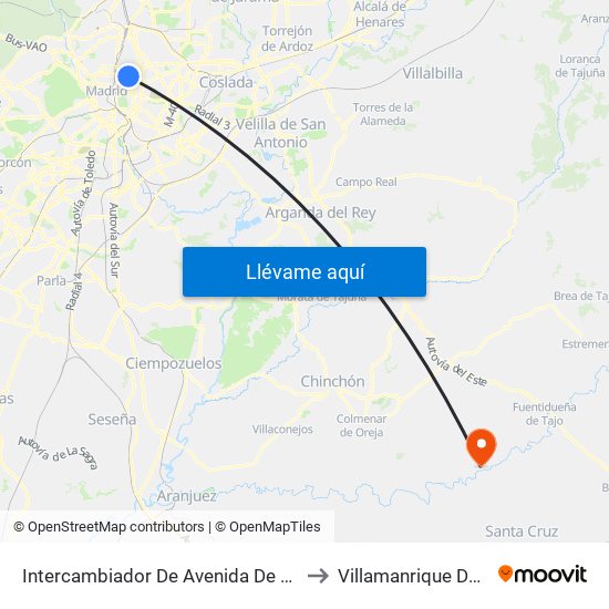 Intercambiador De Avenida De América to Villamanrique De Tajo map
