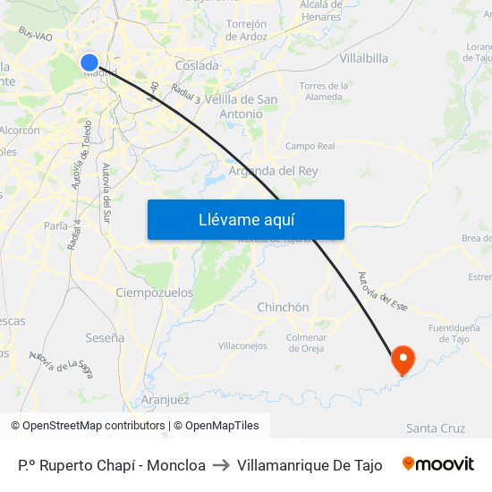 P.º Ruperto Chapí - Moncloa to Villamanrique De Tajo map