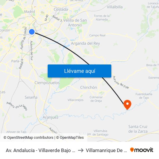 Av. Andalucía - Villaverde Bajo Cruce to Villamanrique De Tajo map