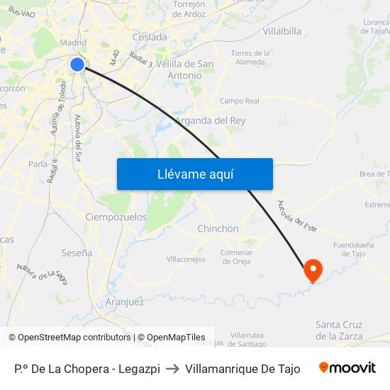 P.º De La Chopera - Legazpi to Villamanrique De Tajo map