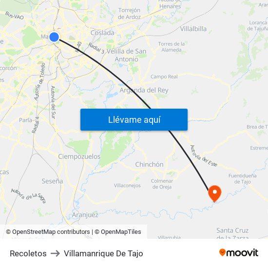 Recoletos to Villamanrique De Tajo map
