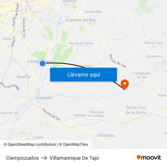 Ciempozuelos to Villamanrique De Tajo map