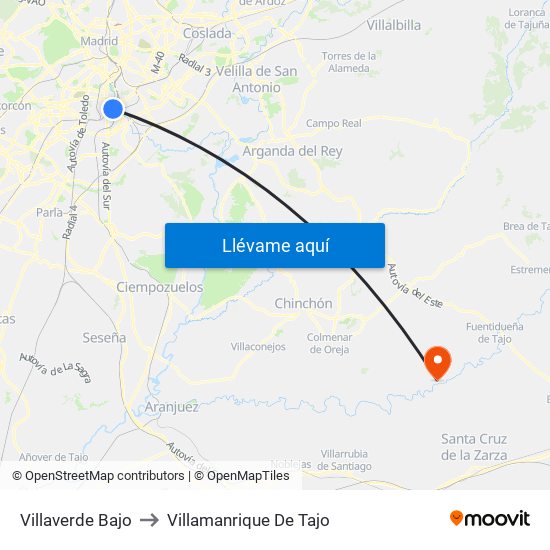 Villaverde Bajo to Villamanrique De Tajo map