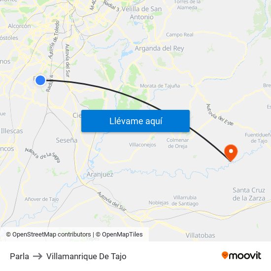 Parla to Villamanrique De Tajo map