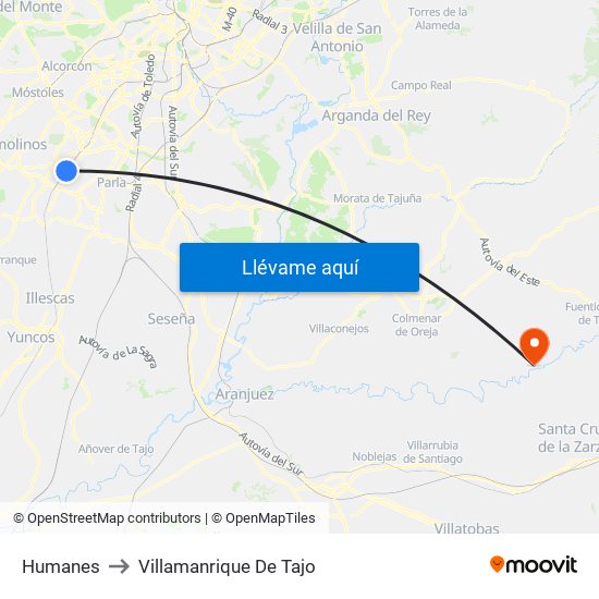 Humanes to Villamanrique De Tajo map