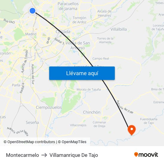 Montecarmelo to Villamanrique De Tajo map