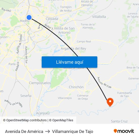 Avenida De América to Villamanrique De Tajo map