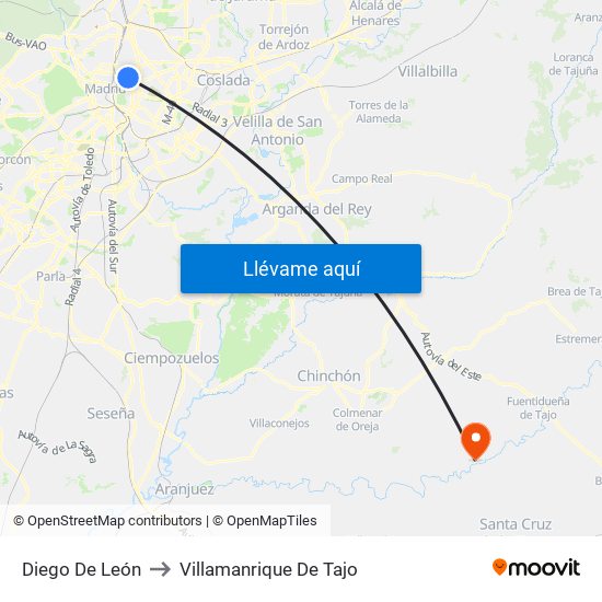 Diego De León to Villamanrique De Tajo map