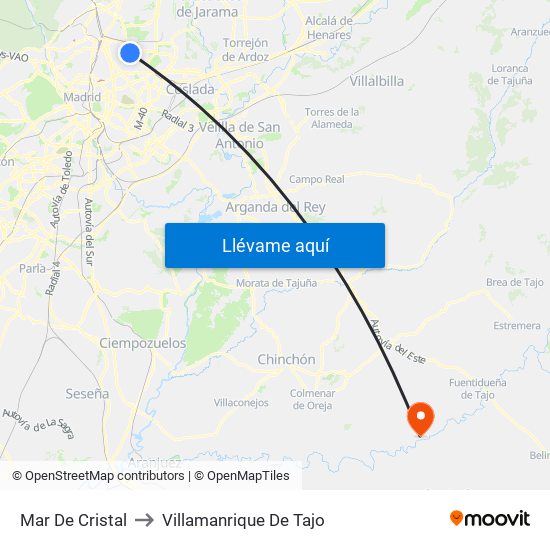Mar De Cristal to Villamanrique De Tajo map