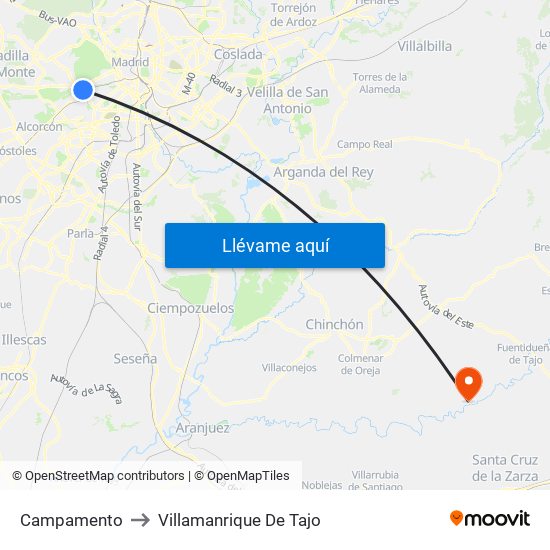 Campamento to Villamanrique De Tajo map